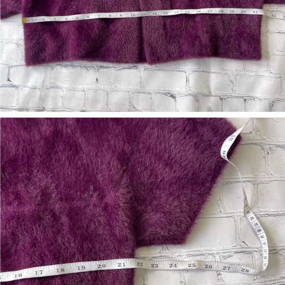 Fuzzy Sweater Jacket Cropped Oversized size M Plum Purple Grape - Picture 6 of 7